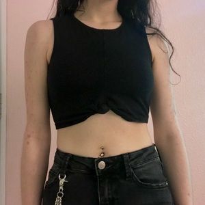 Black Knotted Crop Top
